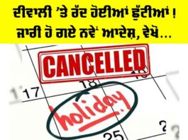 Diwali Holiday Punjab