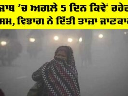 Punjab Weather Forecast: ਪੰਜਾਬ ’ਚ ਅਗਲੇ 5 ਦਿਨ ਕਿਵੇਂ ਰਹੇਗਾ ਮੌਸਮ, ਵਿਭਾਗ ਨੇ ਦਿੱਤੀ ਤਾਜ਼ਾ ਜਾਣਕਾਰੀ Punjab Weather Forecast