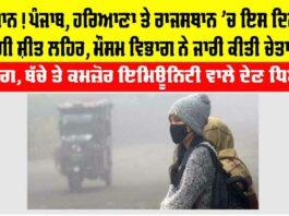 IMD Alert: ਸਾਵਧਾਨ! ਪੰਜਾਬ, ਹਰਿਆਣਾ ਤੇ ਰਾਜਸਥਾਨ ’ਚ ਇਸ ਦਿਨ ਤੋਂ ਚੱਲੇਗੀ ਸ਼ੀਤ ਲਹਿਰ, ਮੌਸਮ ਵਿਭਾਗ ਨੇ ਜਾਰੀ ਕੀਤੀ ਚੇਤਾਵਨੀ IMD Alert