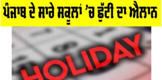 Punjab School Holiday