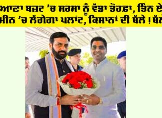 Haryana Budget: ਸਰਸਾ ਨੂੰ ਵੱਡਾ ਤੋਹਫ਼ਾ, ਤਿੰਨ ਏਕੜ ਜ਼ਮੀਨ ’ਚ ਲੱਗੇਗਾ ਪਲਾਂਟ, ਕਿਸਾਨਾਂ ਦੀ ਬੱਲੇ! ਬੱਲੇ! Haryana Budget